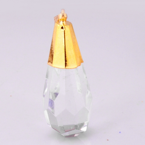 Gold Facted Crystal Cone Pendant