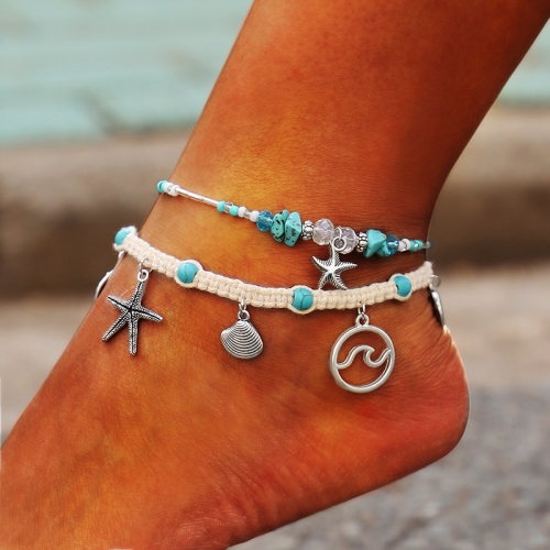 Boho Wave Anklet Multi-Layer Beach Anklet Foot Charm Jewelry Gifts Women