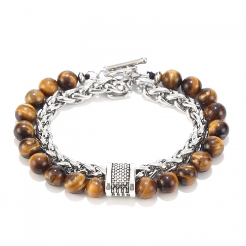 Stainless steel  Natural Gem Stone 8MM Beads  bracelet