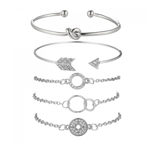 5pcs/Set Love Pentagram Moon Star Bracelets Women Bling Crystal Earth Beads Anklets Summer Jewelry Set