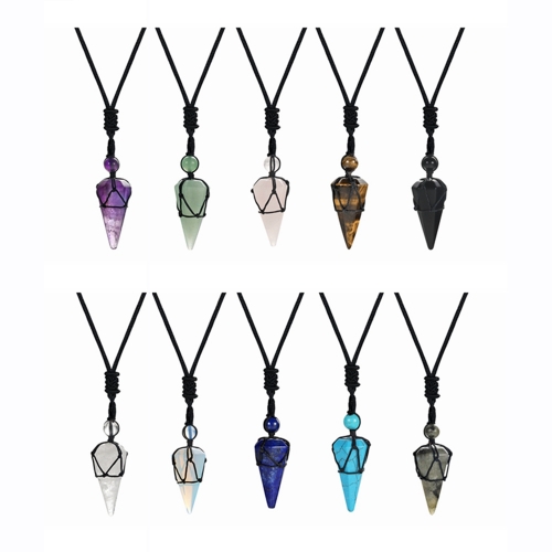 Natural Crystal Quartz Pendant Necklace Double Point Faceted Cut Healing Stone Jewelry for women Men