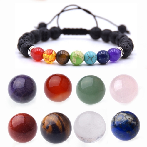 7 Chakra Stone Spheres Balls Collection Women Men Healing Yoga Quartz Crystal Bracelet Bangle Pendant Necklace Gift Box Friends