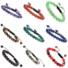 Natural Stone Healing Power Crystal Beads Unisex Adjustable Macrame Beaded Luxury Friendship Bracelets 8mm for Women Men