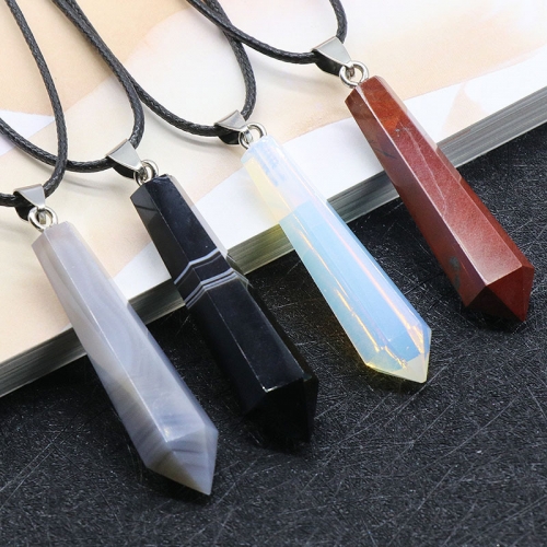 Facet Natural Healing Crystal Stone Necklace Gemstone Point Necklaces Reiki Quartz Jewelry for Women