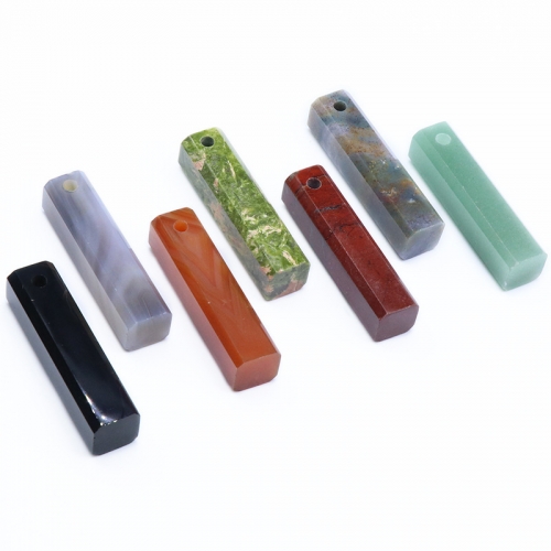 Natural Healing Rectangle Crystal Stone Pendant Necklace Gemstone Point Necklaces Reiki Quartz Jewelry for Women