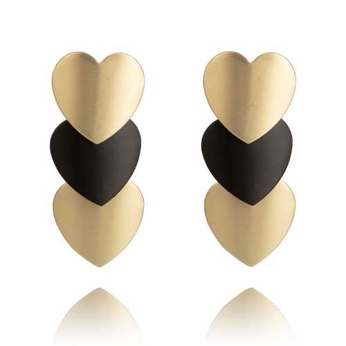 Retro oversize pendant geometric love earrings cold wind gold plated black gold earrings