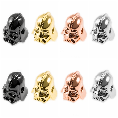 CZ Rhinestone Knight Helmet Space Beads for Jewelry DIY Bracelet Making Fashion Metal Brass Micro Pave Crystal Geometry Metal Accessories