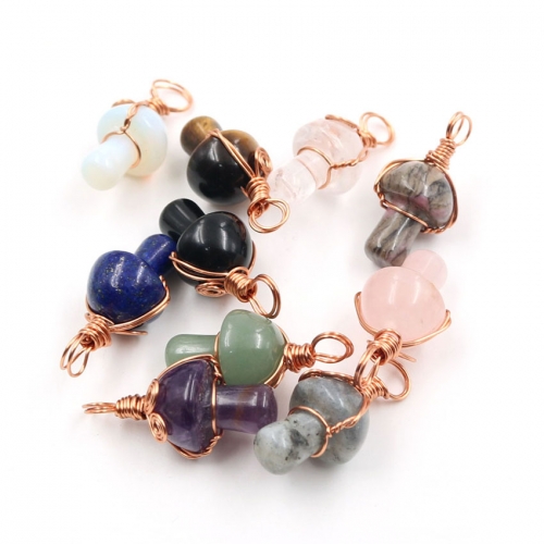 Mini Mushroom Gemstone Pendant for Making Jewelry Necklace Earring  Wrapped Wire Mushroom