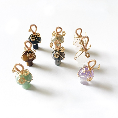 Mini Mushroom Gemstone Pendant for Making Jewelry Necklace Earring  Wrapped Wire Mushroom