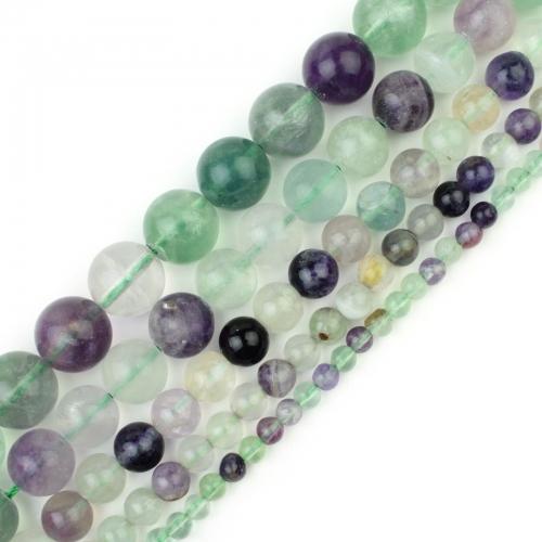Loose Natural  Fluorite Round Beads for  Making Jewelry 4MM 6MM 8MM 10MM 12MM