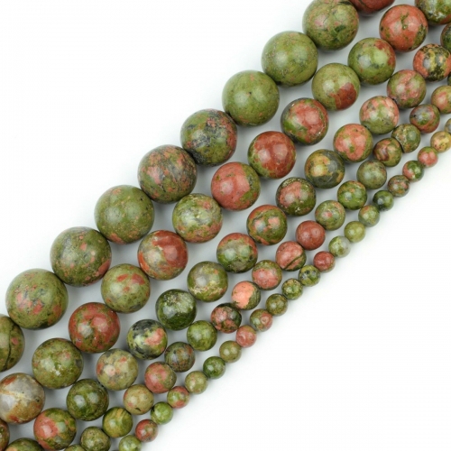 Loose Natural Unakite Round Healing Stone Full Strand Gem Bead for DIY Bracelet Necklace Jewelry Making 4/6/8/10/12mm