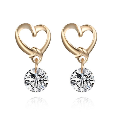 Fashion Hollow Out Heart Butterfly Zircon Drop Earrings Cute Romantic Dangle Earrings