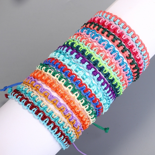 Handmade Boho Bangle Gift Jewelry 14 Colors Multilayer Woven Friendship Bracelet Wax String Bracelets