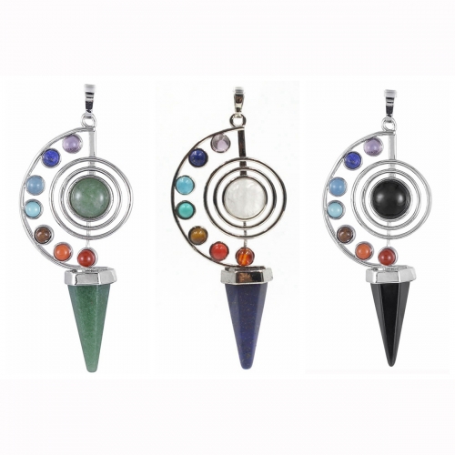 Fashion Point Making Pendant Wholesale Healing Stone Yoga 7 Seven Chakras Jewelry Heal Sign Symbol Charm Pendant For Gift