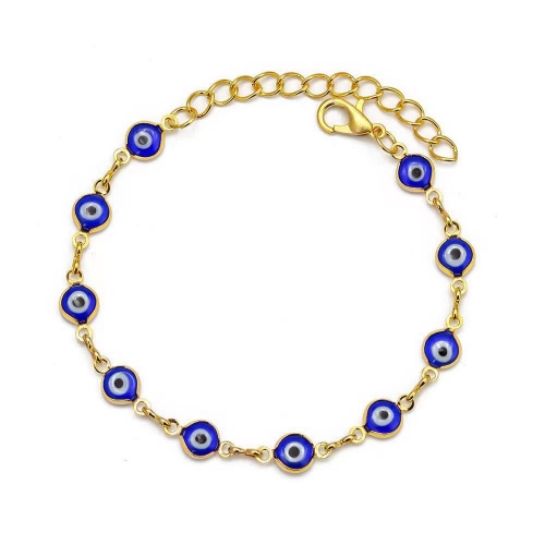 Dainty Evil Eye Chain Bracelet Lovely Blue Eyes Beads Link Chain Bangle Good Luck Protection Enamel Beaded Turkish Jewelry for Women Girls