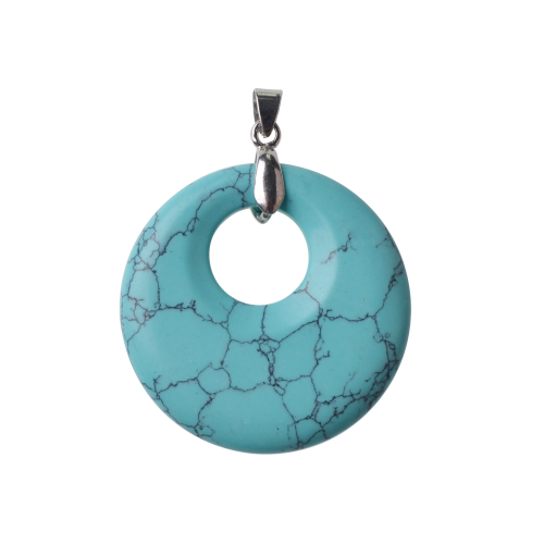 Natural stone 28MM quartz buckle donut coin aura healing headdress pendant necklace charm men's healing goddess aura pendant