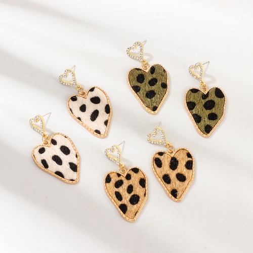New Leopard Print Jewelry Big Earrings Water Drop Shaped Pendant Womens Leather Earrings