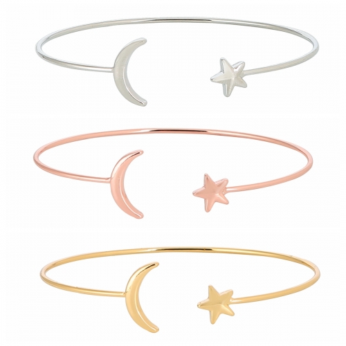 3 colors  Rose Gold silver  Bangle for Women Simple Olive Leaf|Star Month|Knot Heart Cuff Bracelet Gift Jewelry