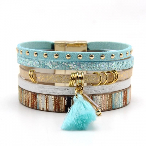 Fashion Leather Bracelets Men Stainless Steel Multilayer Braided Rope for Women and Men