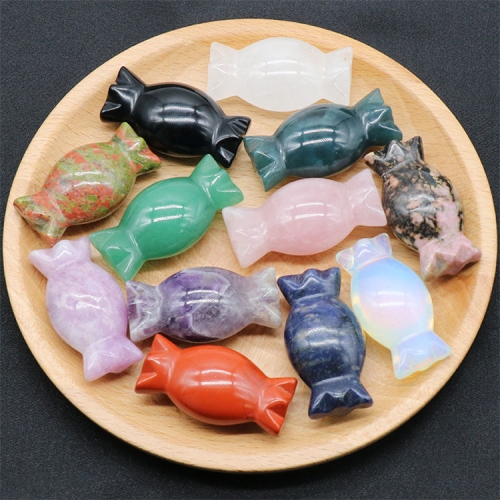 Natural Stone Carving Festival Candy Gift Gemstone Agate Ornaments Folk Arts Healing Energy For Decorate