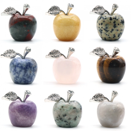 1 Pc 0.79Inch Natural Crystal Apple Ornament Birthstone Gemstone  for Home Office Decor